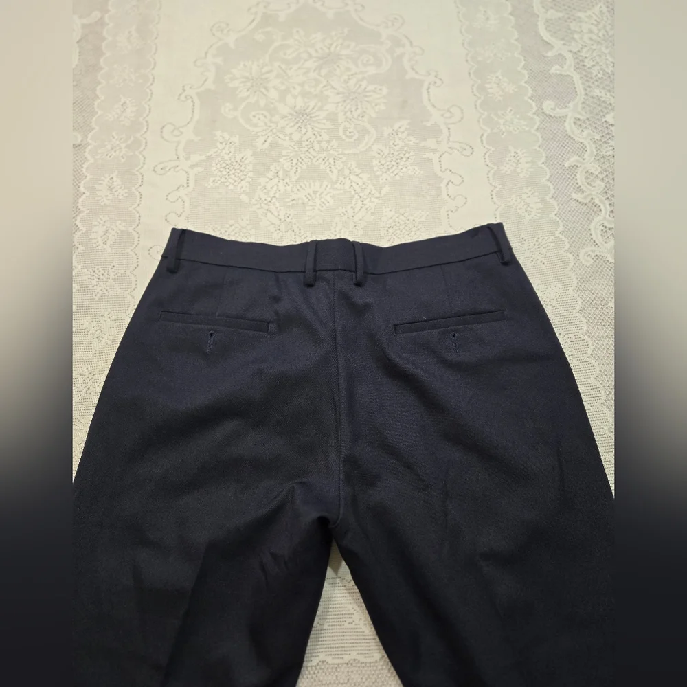 Haggar Mens Dress Straight Slim Pants 36x30 Blue Business Causal Busines